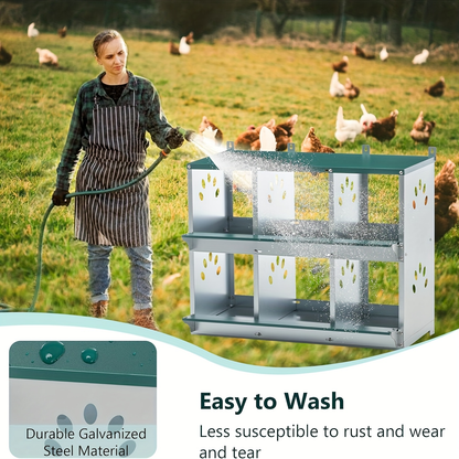 Metal Chicken Nesting Box Galvanized Steel 3-10 Compartment Roll-Away