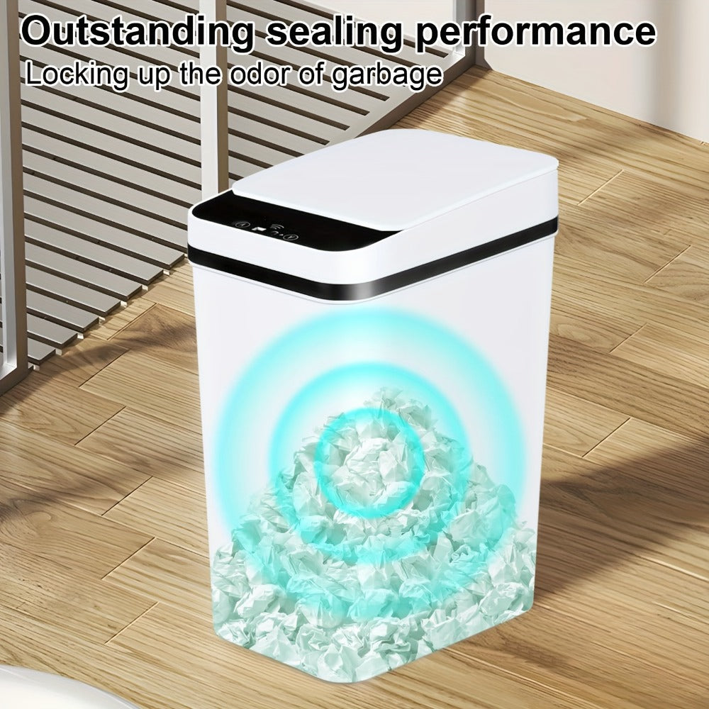 Two-Piece Motion Sensor Trash Can Set with 4.2 and 2.6-Gallon Narrow Bins in White or Black