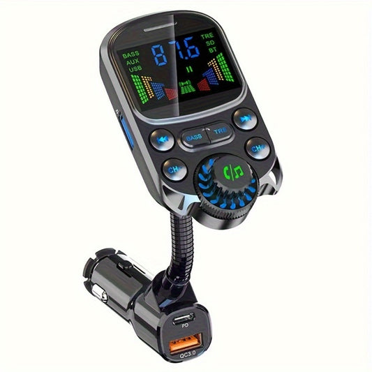 Car FM Transmitter Bluetooth 5.3 with QC3.0 & PD 30W Fast Charging, Hands-Free Car Kit, Bass Boost, 3.5mm AUX Audio Input, MP3 Player – Wireless Car Audio Adapter for iPhone Android