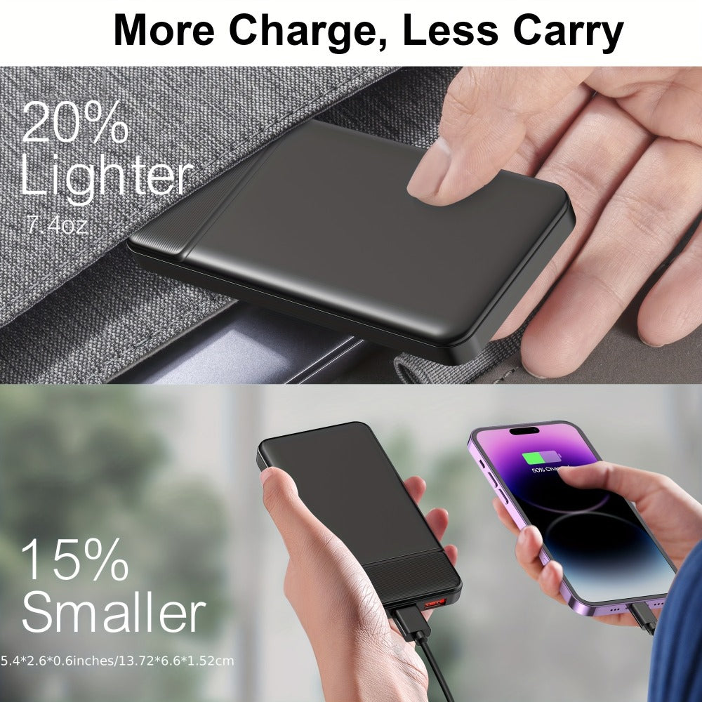Power Bank 10000mAh 5V for Heated Clothing with PD 22.5W Charging in Black or White Battery Pack