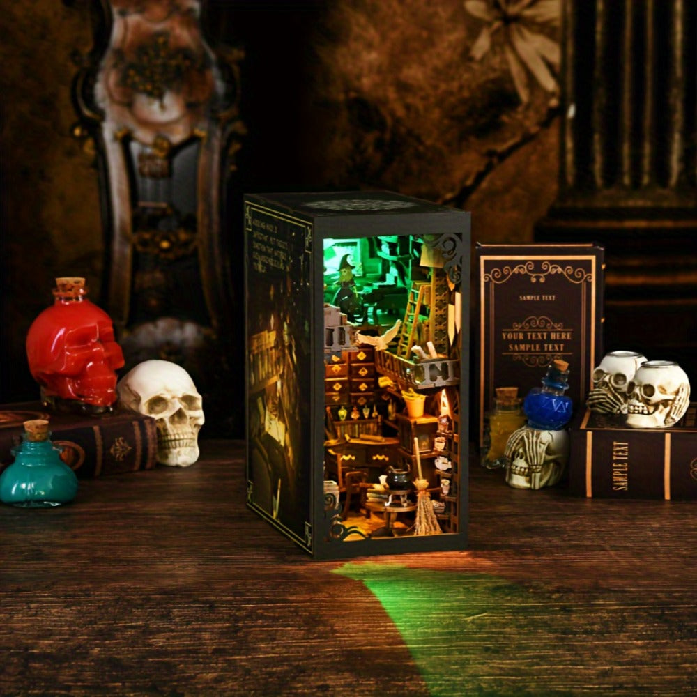 Master’s House Book Nook Kit with 319-Piece Potion Workshop Scene, Yellow and Green Lights and Touch Sensor