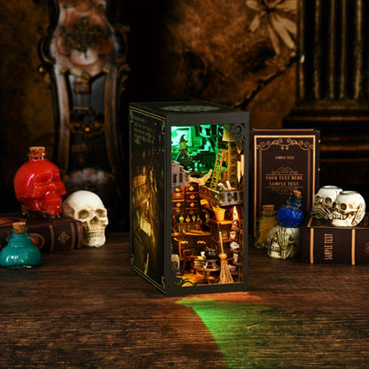 Master’s House Book Nook Kit with 319-Piece Potion Workshop Scene, Yellow and Green Lights and Touch Sensor