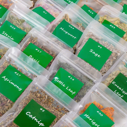 Dried Herbs Kit 30 Packs for Wicca Witchcraft Rituals Altar Supplies Magic Spells with Metal Spoon Witch Starter Set Halloween Gift for Her Him