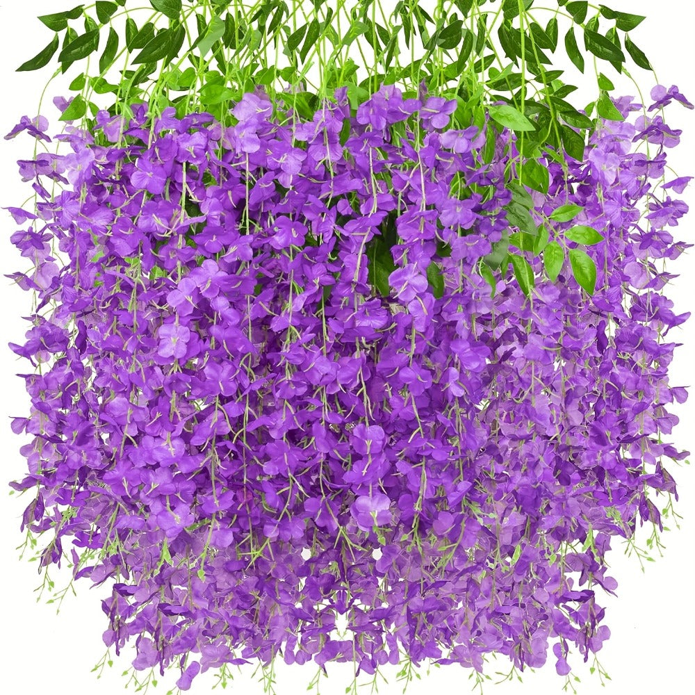 Artificial Flowers 24-Pack Wisteria Vine Garland with 3.6FT Silk Strands in Five Color Options