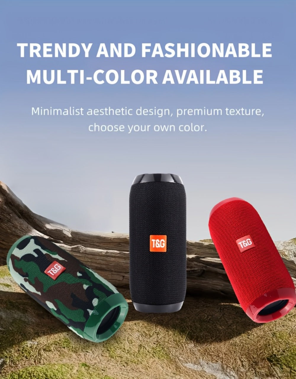 Bluetooth Speaker T&G TG117 10W TWS Model with 1200mAh Battery, FM, TF, USB, Type-C and Eight Colors