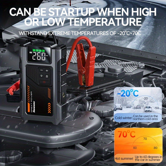 Jump Starter with Air Compressor 5000A Peak 150PSI Tire Inflator 5-in-1 Portable Car Battery Jump Pack for 8.0L Gas 6.5L Diesel Engine Digital Display Smart Cables 12V Power Bank
