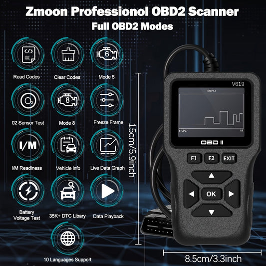 OBD2 Scanner Diagnostic Tool with 35,901 DTC Library, Check Engine Code Reader, Live Data & Battery Test for 1996+ Cars