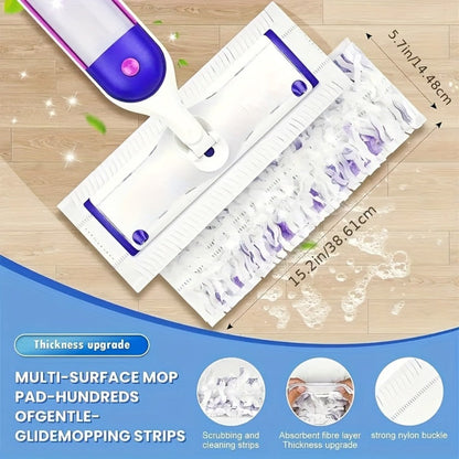 Forty-Piece PowerMop-Style Disposable Refill Pad Pack with Purple Strips and Adhesive Backing