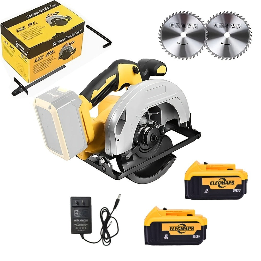 Cordless Circular Saw Compatible with DeWalt 20V MAX Battery | 7-Inch Brushless Electric Saw, 0-50° Bevel, 2 Blades Included – Woodworking, Stone & Plastic Cutting