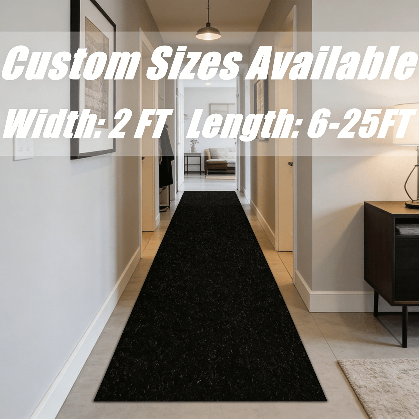 Two-Foot Hallway Runner with Eight Pattern-Color Families and 75 Listed Length Combinations