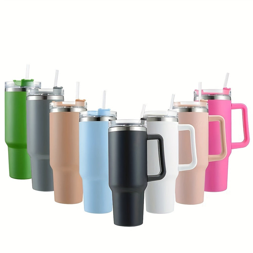 Insulated Water Bottle, 40oz Stainless Steel Drink Container with Lid, Straw and Six Color Choices