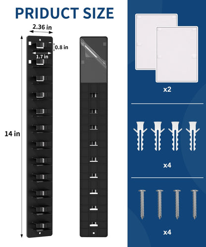 Hat Organizer Wall Mounted 2-Pack, 24-Cap Capacity Storage Hooks, Adhesive or Drill Install, Closet Entryway Bedroom Hat Rack, Durable Polypropylene, Space-Saving Vertical Display
