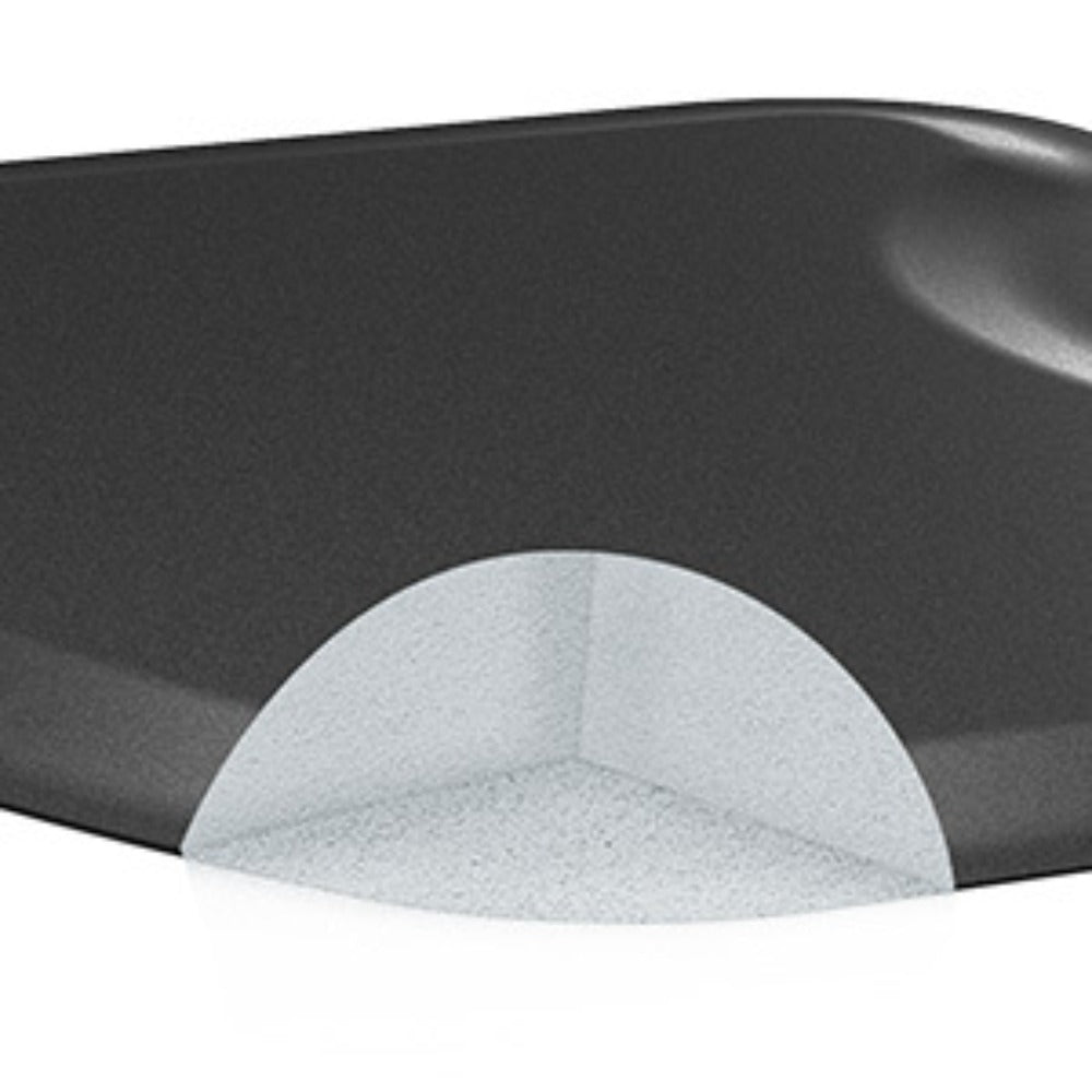 Salon Floor Mat with Round Chair Cutout, Raised Edge and Wide Black Standing Surface for Barber Stations
