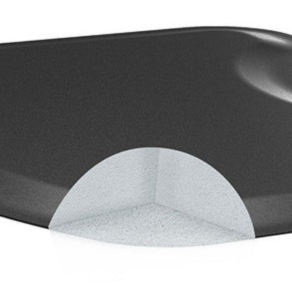 Salon Floor Mat with Round Chair Cutout, Raised Edge and Wide Black Standing Surface for Barber Stations