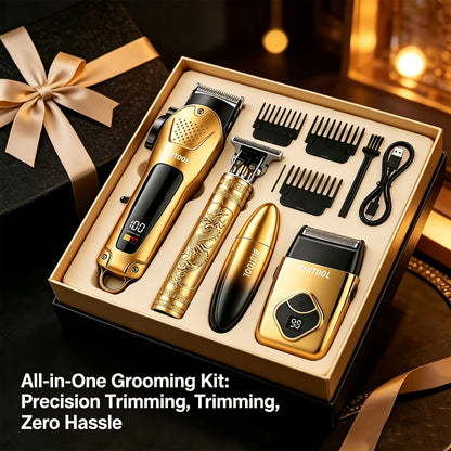 USB Precision Hair Clipper Set for Men – Wireless Electric Clippers & Nose Trimmer Shaver, 2/4pcs Professional Cordless Grooming Kit for Personal Use, Hairdressing & Barber Gift