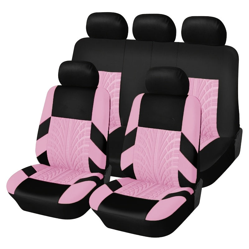 Car Seat Covers 5-Seat Tire-Track Full-Enclosure Design in Breathable Polyester and Eighteen Colors