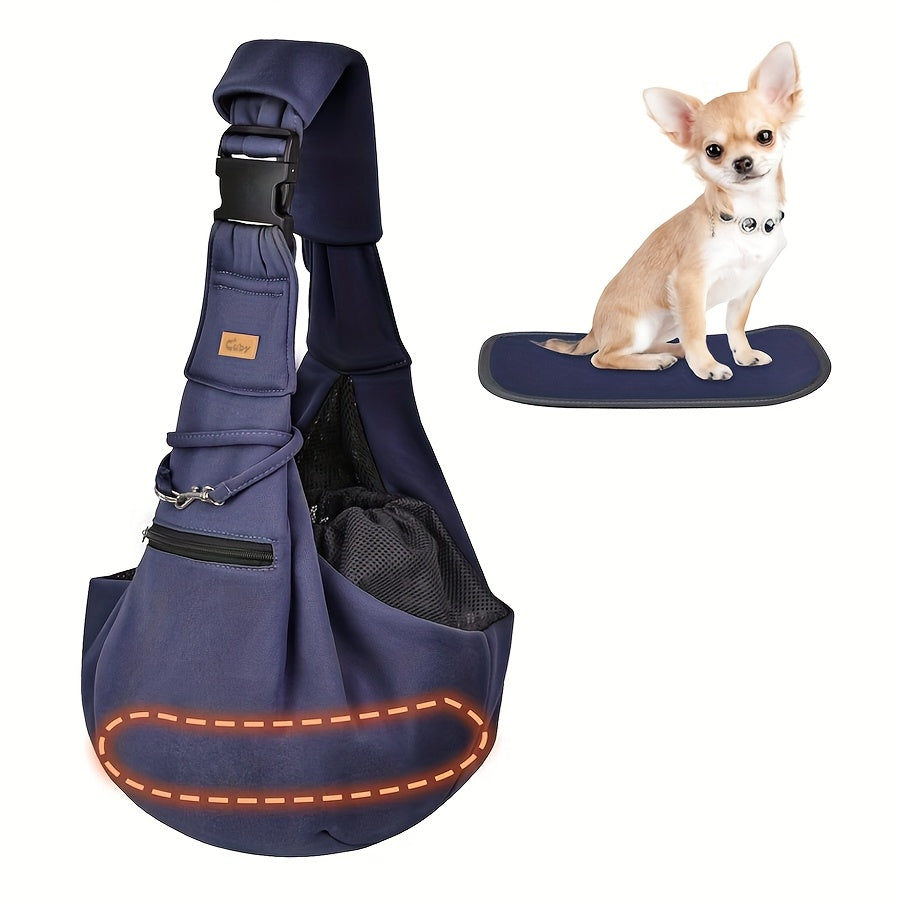 Padded Hard Bottom Pet Sling Shoulder Carrier | Adjustable Soft Dog Cat Puppy Carrying Bag, Comfortable Hands-Free Travel Shoulder Tote with Stable Base for Small Pets, 6 Colors Including Mesh Option