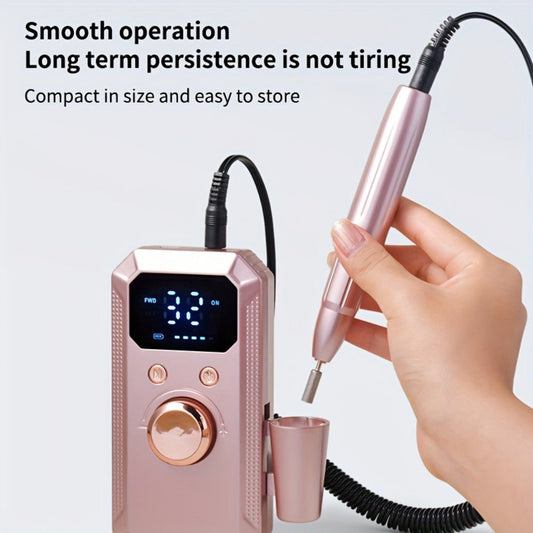 Electric Nail Drill Rechargeable Kit with Display, 11 Grinding Heads, 20 Sanding Rings and Three Colors