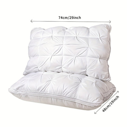 Bed Pillow Set of 2 with Quilted Woven Covers, Zippered Loft Access and Five Color Options