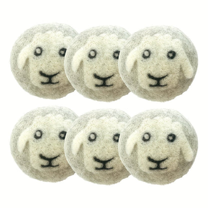 Six-Piece XL Wool Dryer Ball Set with Drawstring Storage Bag and 2.75-Inch White Felted Balls