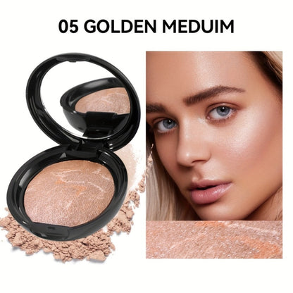 Marbled Pressed Powder Foundation Compact with Mirror in Six Shade Labels from Rose to Sand