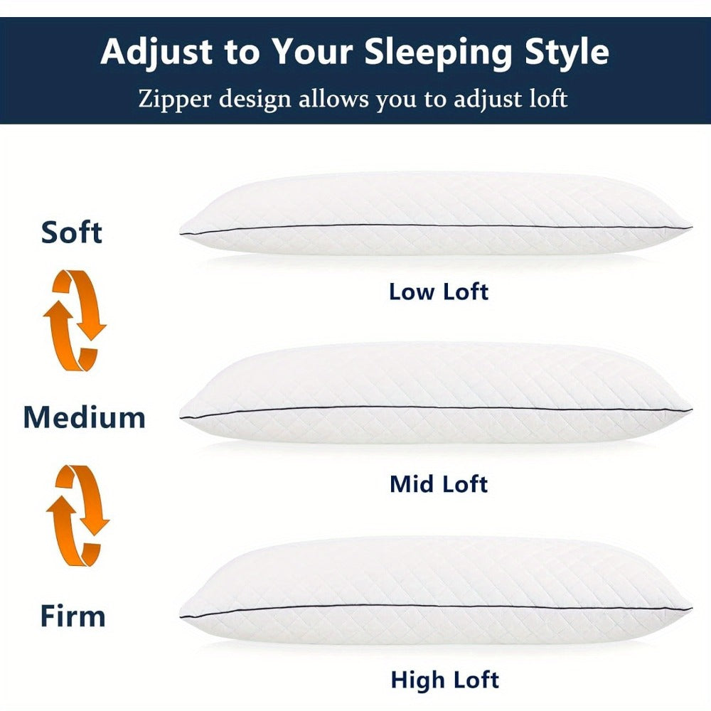 Full-Length Body Pillow, 20 x 54 Inches, Adjustable Fill in Cooling Grey, White or Pink for Adult Beds