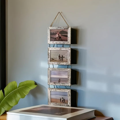 Four-Frame 4 x 6-Inch Hanging Photo Collage with Mats and White or Brown Checkout Color Options