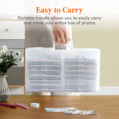 Photo Storage Box with 14 or 18 Inner Keeper Cases in Clear, Black or Multicolor Configurations