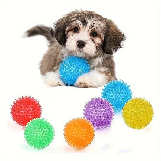 Dog Toy 12-Pack Random-Color Textured Rubber Squeaky Balls for Small and Medium Dogs, No Battery