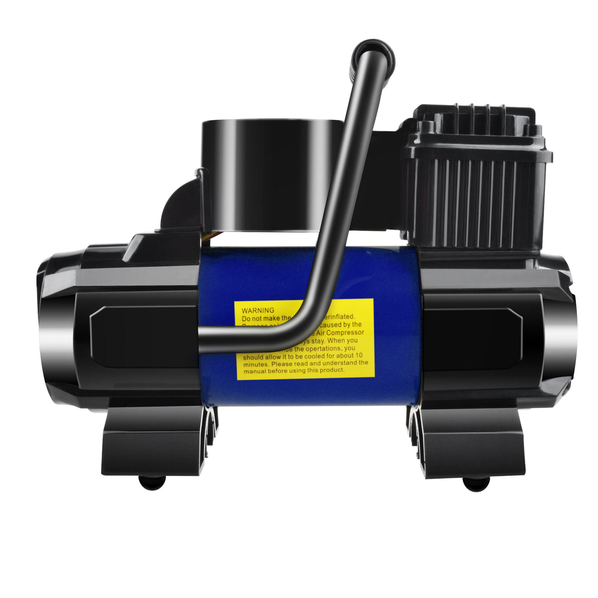 150 PSI 12V Tire Inflator with Analog Pressure Gauge, Carry Bag, Hose Accessories and Yellow or Blue Housing