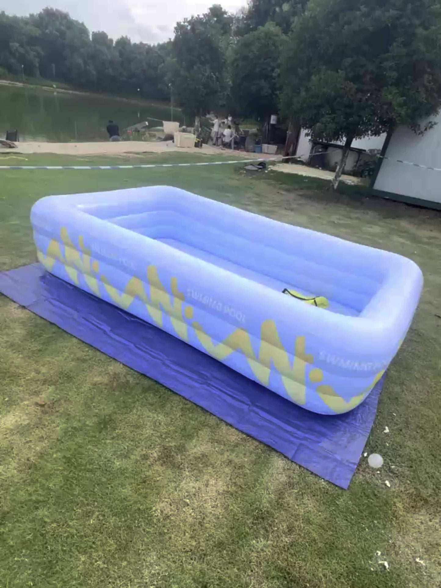 Blue Above-Ground Pool Ground Cover Mat, 118 x 78.74 Inches, Rectangular Floor Layer, Pool Not Included