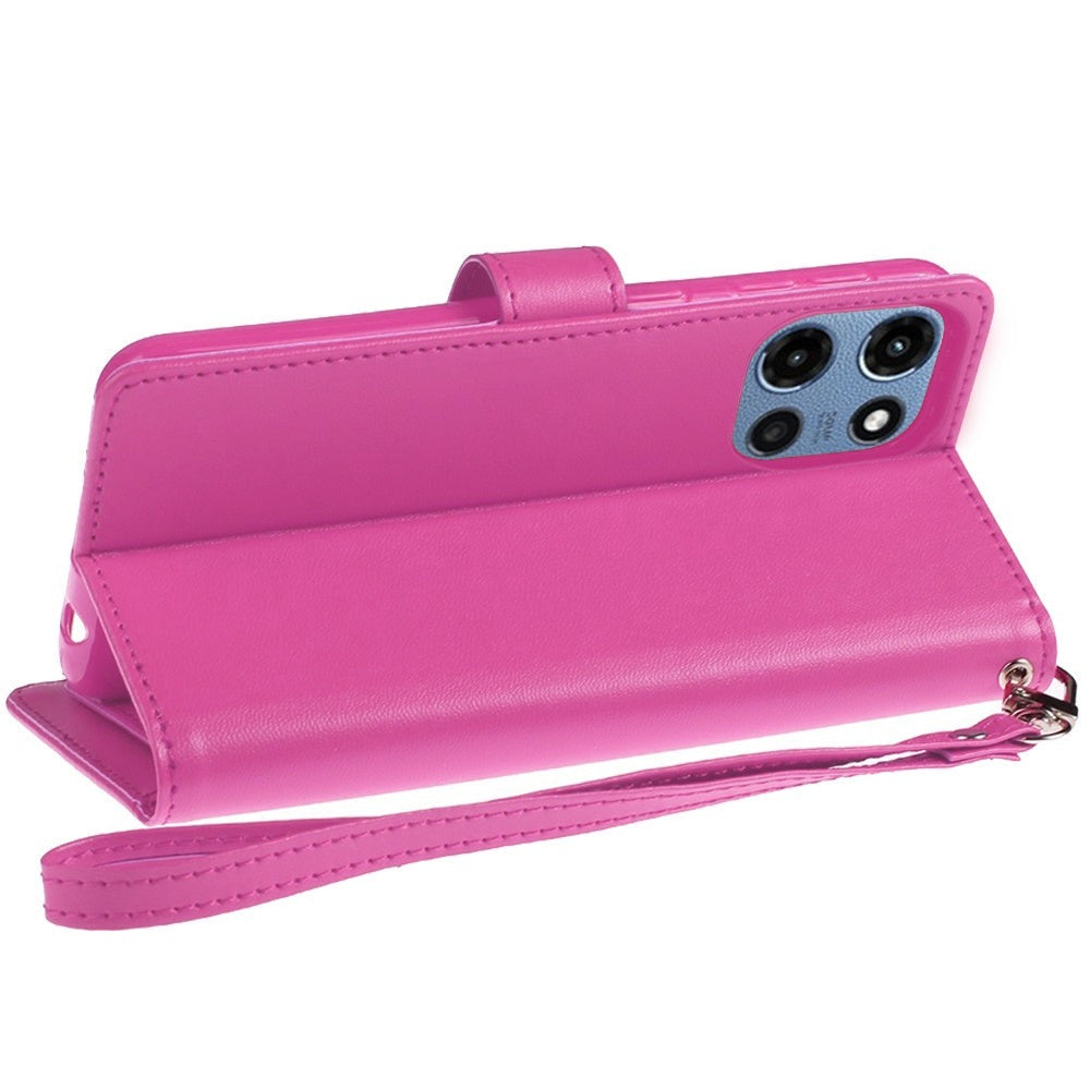 Folio Wallet Case for Motorola Moto G 5G 2025 with Five Card Slots, Cash Pocket and Kickstand