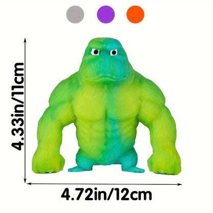 Squishy Monkey Stretchy Fidget Toy 4pcs – Mega Gorilla Squish & Stretch Stress Relief Toy, PVA Sponge Filling, Random Colors, Fun Kids Sensory Toy Party Favor Gift
