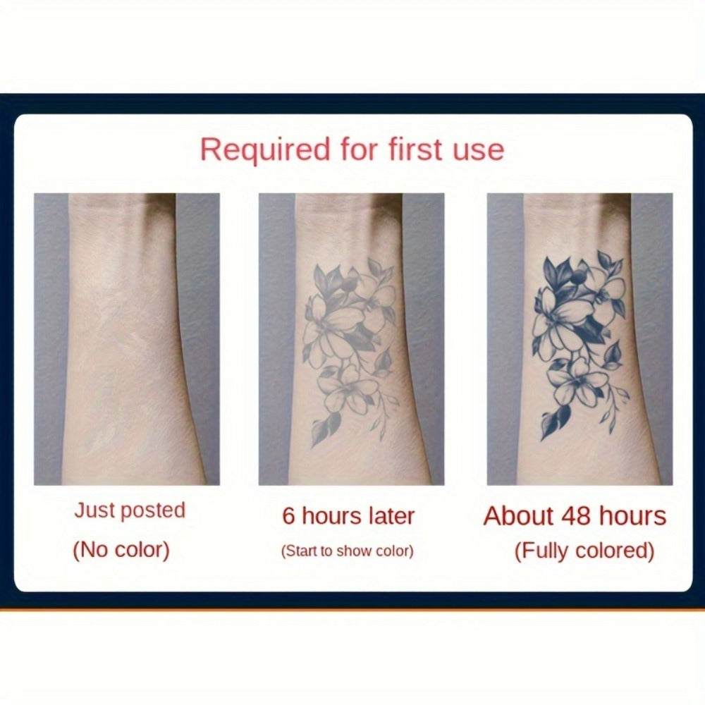 Semi-Permanent Tattoo Stickers 6 Large Sheets Lasts 7-15 Days | Herbal Plant-Based Formula Waterproof Friction-Resistant | Realistic Compass Wings Anchor Body Art | Pain-Free Fake Tattoo for Men Women