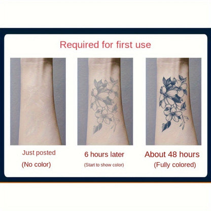 Semi-Permanent Tattoo Stickers 6 Large Sheets Lasts 7-15 Days | Herbal Plant-Based Formula Waterproof Friction-Resistant | Realistic Compass Wings Anchor Body Art | Pain-Free Fake Tattoo for Men Women