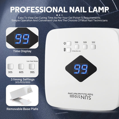 Rechargeable UV LED Nail Lamp 30 Beads – Professional Gel Nail Curing Light Cordless with 3 Timer Settings | Fast Curing Nail Dryer for Home & Salon, Compatible All Gel Polish