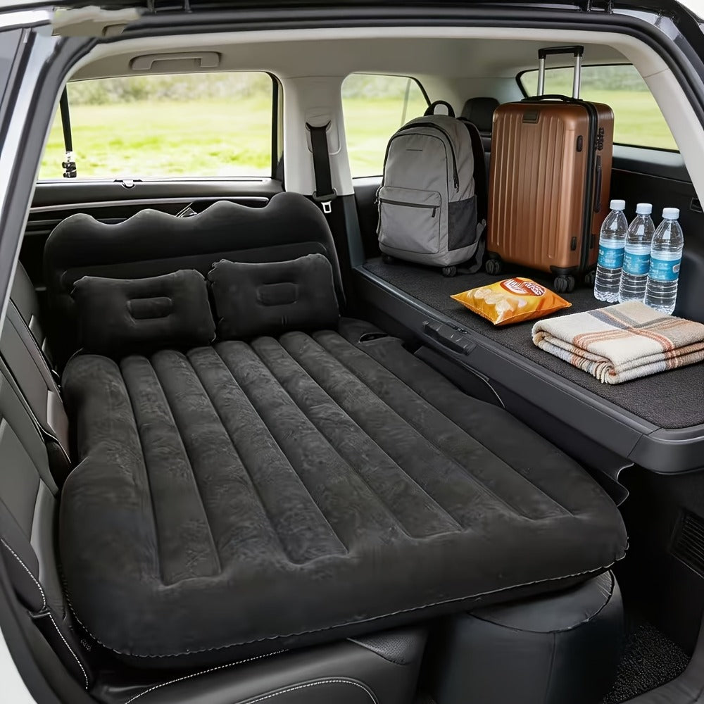 Car Inflatable Mattress for SUV Back Seat – Portable Foldable Air Bed, PVC Flocking, with Air Pump, 2 Pillows & Storage Bag (5 Colors)