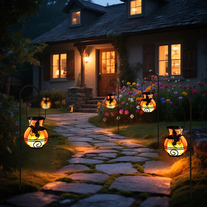Solar Outdoor Lights Hummingbird Flickering Flame Hanging Lanterns, IP44, 2- or 4-Pack for Yard Decor