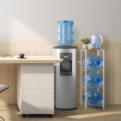 5-Gallon Water Jug Holder 3-Tier, Water Bottle Rack Organizer with Top Shelf & Adjustable Legs for Kitchen