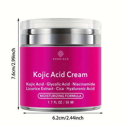 Face Cream Kojic Acid and Hyaluronic Acid 50ml Formula in One-Jar or Two-Jar Pack Options for AM and PM Use