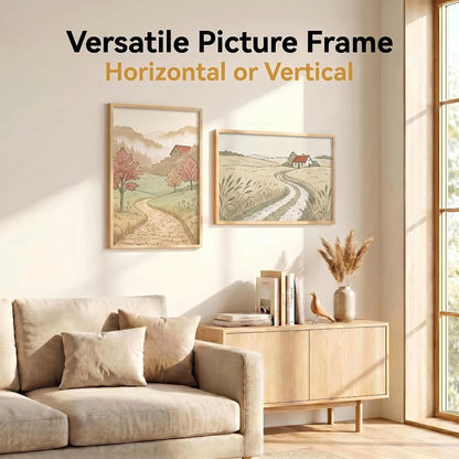 16x24 Picture Frame Set of 3, Poster Frames 16 x 24 Inch with Scratch-Proof Cover, Slide-In Assembly, Horizontal & Vertical Wall Mount Display - Black, Gold, Natural