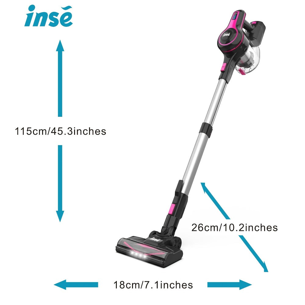 Stick and Handheld Vacuum Cleaner with LED Floor Head, Six Cordless Colors or Black Wired Model