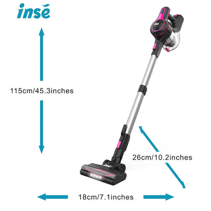 Stick and Handheld Vacuum Cleaner with LED Floor Head, Six Cordless Colors or Black Wired Model