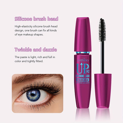 Black Mascara Four-Piece Set with Turquoise, Blue, Black and Magenta Tubes and Straight Bristle Wands