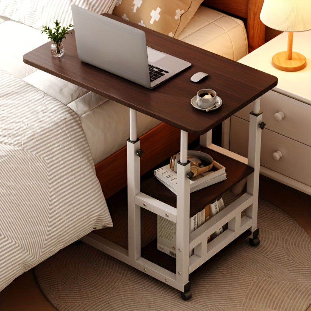 Overbed Table with Casters Adjustable Height – Bedside Nursing Table for Hospital & Home Care, Rolling Laptop Desk for Elderly & Patients, Meal Tray Stand, Multiple Colors