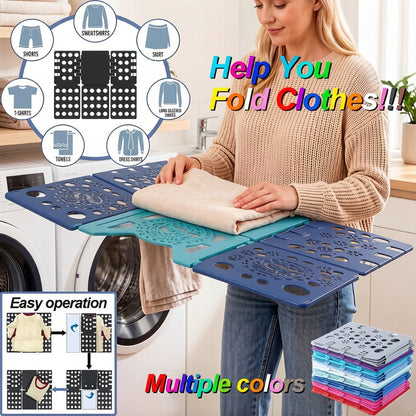 Clothes Folding Board Plastic Laundry Folder with Alignment Guide – Fast & Easy T-Shirt Folder, Ergonomic Closet Organizer for Neat Clothes Folding, Multi-Color, Laundry Room & Bedroom Accessory