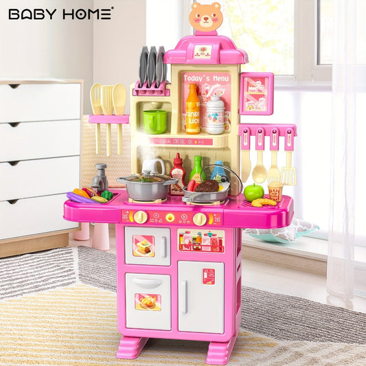 Pretend Play Kitchen Playset with Lights & Sounds – Interactive Toy Kitchen Accessories for Toddlers Ages 3+ – Indoor Kids Cooking Set Christmas Birthday Holiday Gift