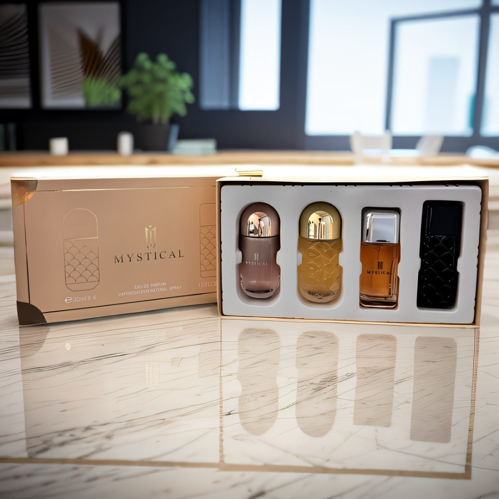 Women's Perfume Gift Set 4 Piece Travel Size Spray Kit - MYSTICAL Long Lasting Fresh Floral Scent Unisex Fragrance for Her Birthday Valentine's Day