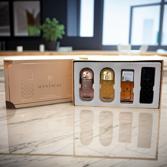 Women's Perfume Gift Set 4 Piece Travel Size Spray Kit - MYSTICAL Long Lasting Fresh Floral Scent Unisex Fragrance for Her Birthday Valentine's Day