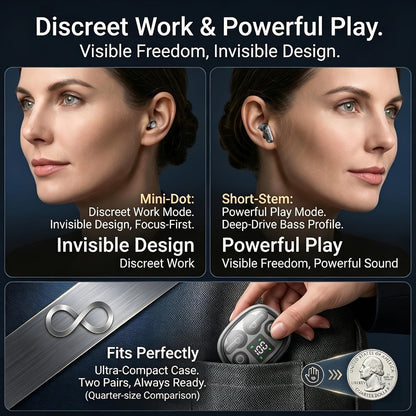 Four-Earbud Wireless Set with Two In-Ear Styles, Digital Charging Case and Three Color Options